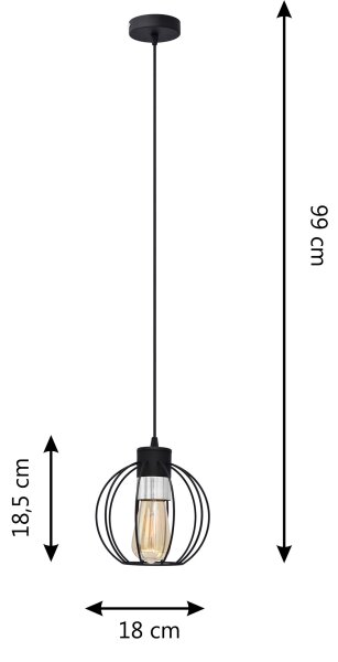 Пендел STARLIGHT 1xE27/15W/230V черен/сребрист