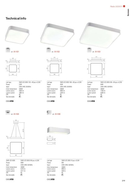 Redo 01-1124 - LED Пендел SCREEN LED/48W/230V 3000K