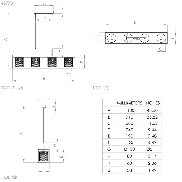 Eglo 43773 - Пендел CATTERICK 4xE27/40W/230V