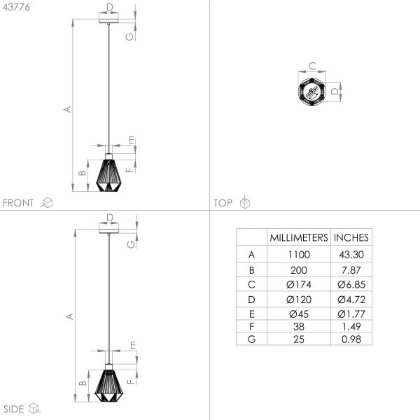 Eglo 43776 - Пендел ADWICKLE 1xE27/40W/230V