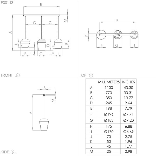 Eglo 900143 - Пендел CAMBAITO 3xE27/40W/230V