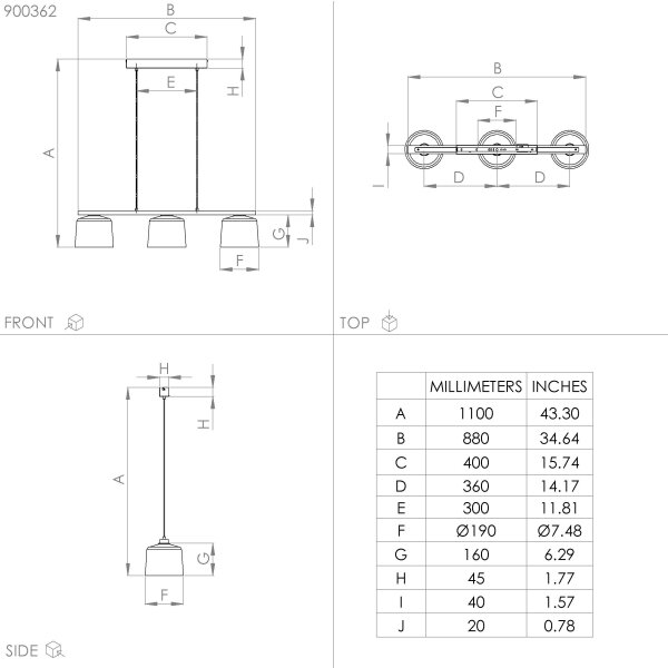 Eglo 900362 - Пендел MARIEL 3xE27/40W/230V