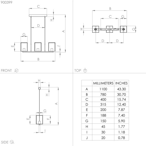 Eglo 900399 - Пендел CUMIOLE 3xE27/40W/230V