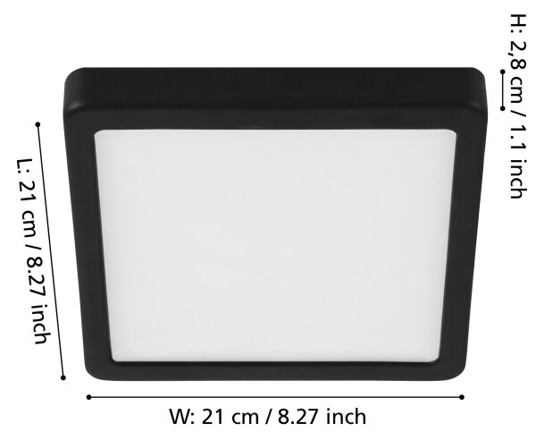 Eglo 900587 - димируемо LED таванно осветително тяло FUEVA LED/17W/230V черно
