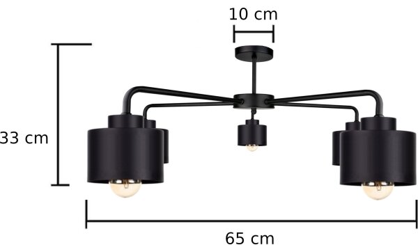 Полилей за повърхностен монтаж SIMPLY BLACK 5xE27/60W/230V