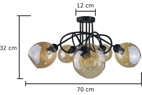 Полилей за повърхностен монтаж VENUS BLACK 5xE27/60W/230V