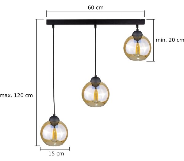 Пендел AMBRE BLACK 3xE27/60W/230V