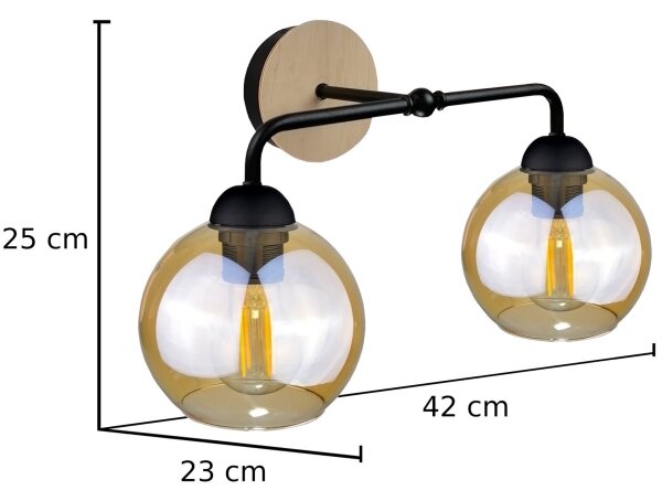 Аплик MELLE WOOD 2xE27/60W/230V