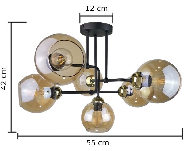 Полилей за повърхностен монтаж MONDE GOLD 6xE27/60W/230V