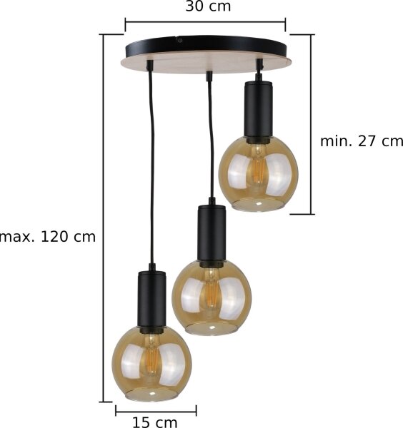 Пендел JANTAR WOOD 3xE27/60W/230V Ø 30 см