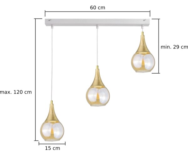 Пендел LACRIMA WHITE 3xE27/60W/230V