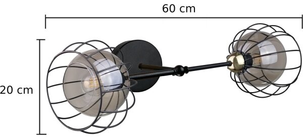 Аплик SOLO BLACK 2xE27/60W/230V черен/златист