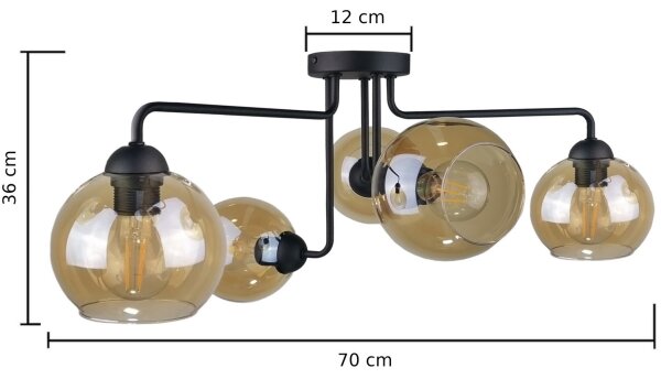 Полилей за повърхностен монтаж MONDE BLACK 5xE27/60W/230V