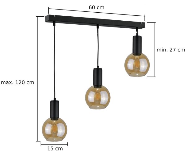 Пендел JANTAR BLACK 3xE27/60W/230V