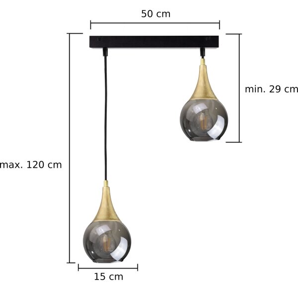 Пендел LACRIMA SMOKY 2xE27/60W/230V