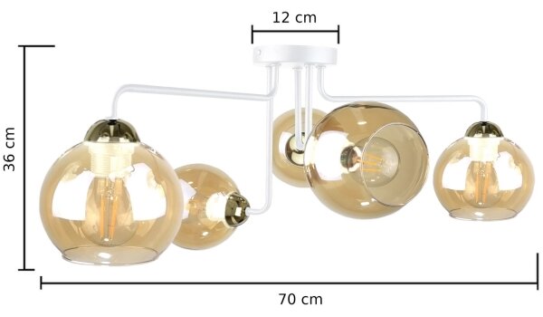 Полилей за повърхностен монтаж MONDE WHITE 5xE27/60W/230V