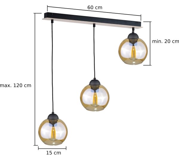 Пендел AMBRE WOOD 3xE27/60W/230V