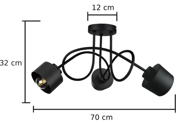 Полилей за повърхностен монтаж SIMPLY BLACK 3xE27/60W/230V