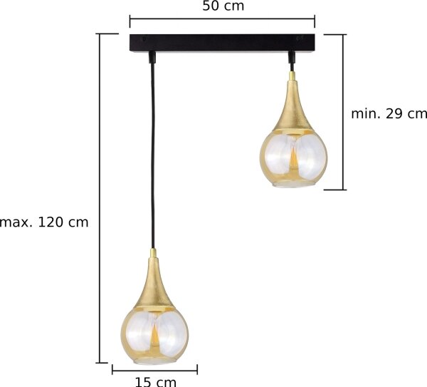 Пендел LACRIMA HONEY 2xE27/60W/230V