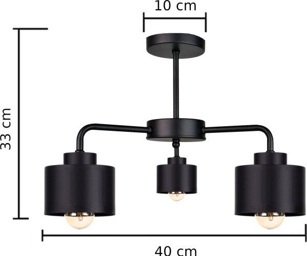 Полилей за повърхностен монтаж SIMPLY BLACK 3xE27/60W/230V