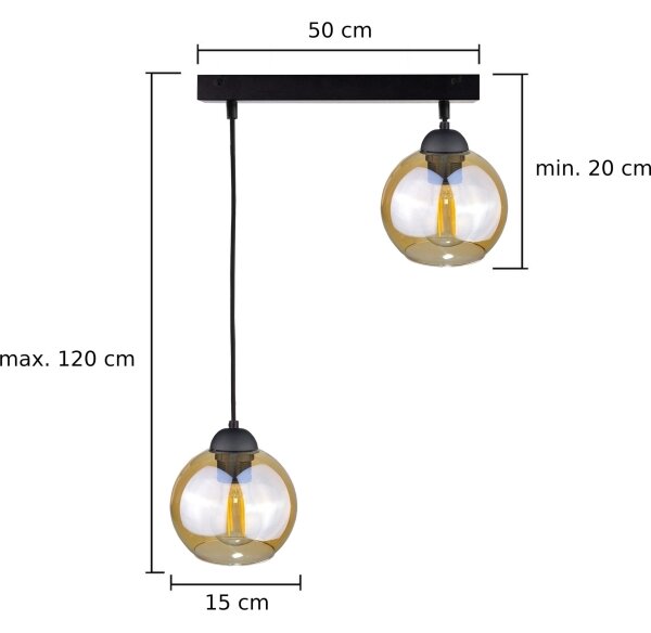 Пендел AMBRE BLACK 2xE27/60W/230V