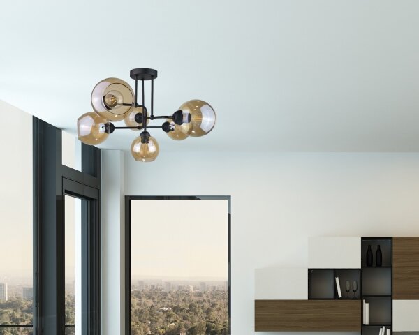 Полилей за повърхностен монтаж MONDE BLACK 6xE27/60W/230V