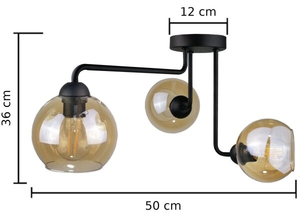 Полилей за повърхностен монтаж MONDE BLACK 3xE27/60W/230V