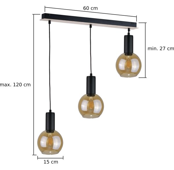 Пендел JANTAR WOOD 3xE27/60W/230V