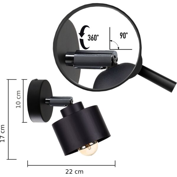 Стенен спот SIMPLY BLACK 1xE27/60W/230V