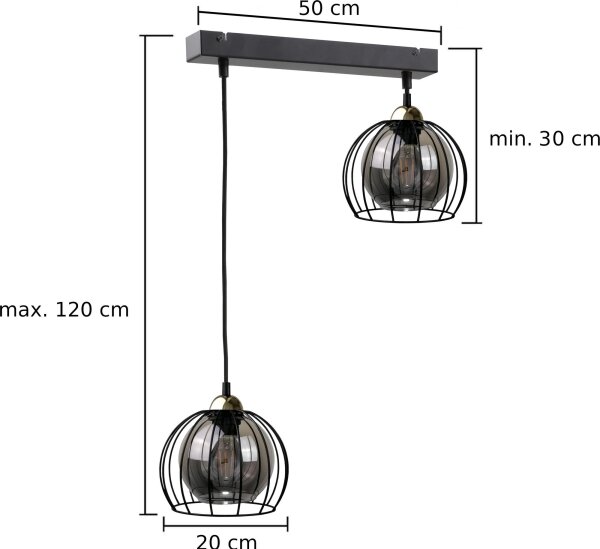 Пендел SOLO BLACK 2xE27/60W/230V черен/златист