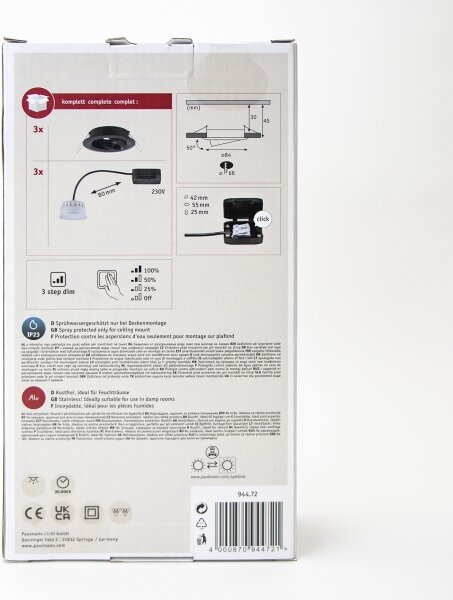 Paulmann 94472 - К-кт 3бр.LED/6W IP23 димируеми лунички за баня NOVA 230V