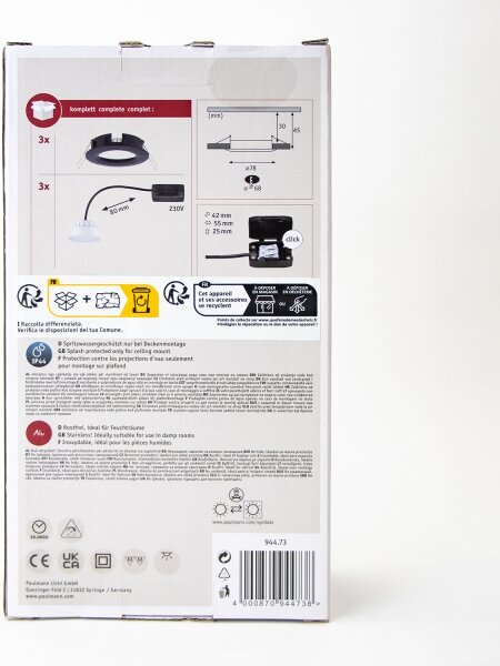 Paulmann 94473 - К-кт 3бр.LED/6W IP44 лунички за баня NOVA 230V