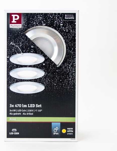 Paulmann 93462 - К-кт 3бр.LED/6W IP44 лунички за баня NOVA 230V