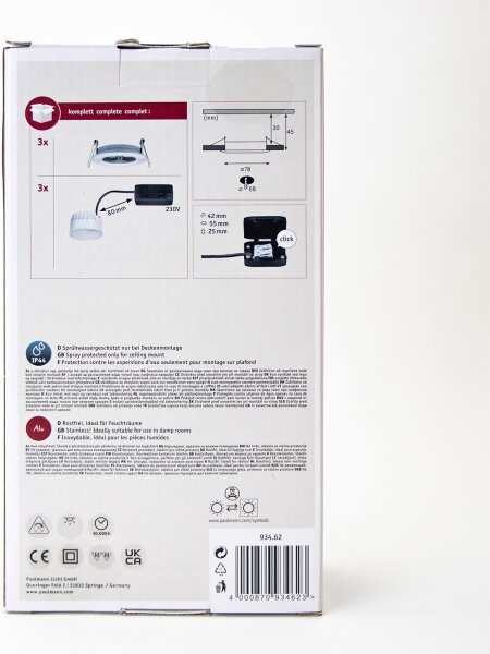 Paulmann 93462 - К-кт 3бр.LED/6W IP44 лунички за баня NOVA 230V