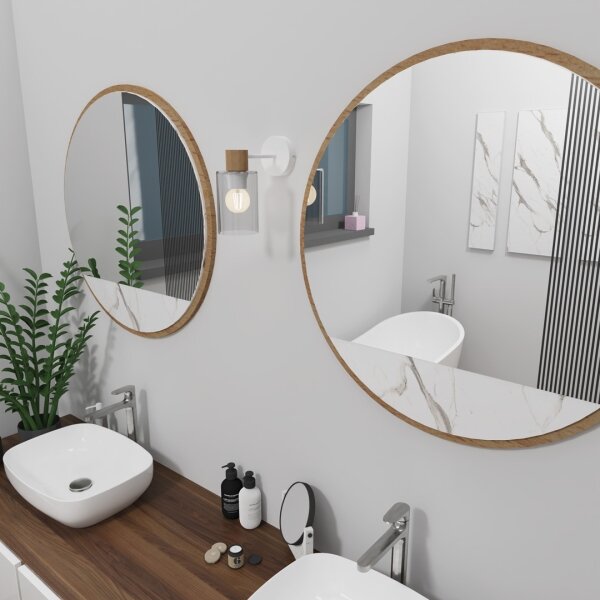 Аплик MADERA 1xE27/60W/230V бял/дървен
