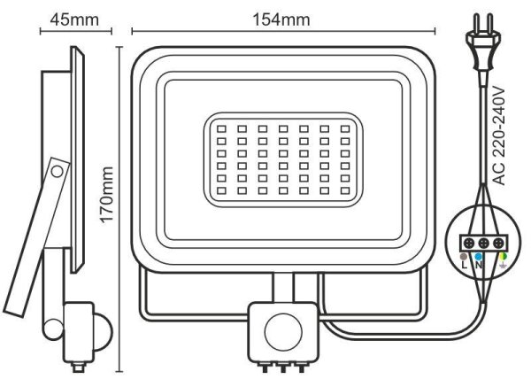LED Прожектор със сензор LED/30W/230V 4000K IP44