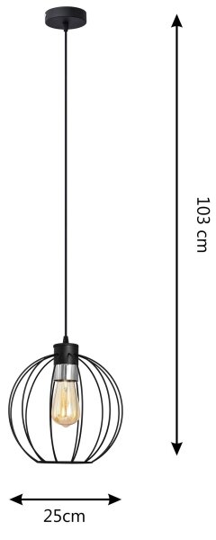 Пендел STARLIGHT 1xE27/60W/230V черен/сребрист