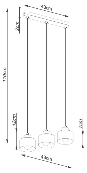 Sollux SL.1133 - Пендел SAVAR 3xE27/60W/230V черен
