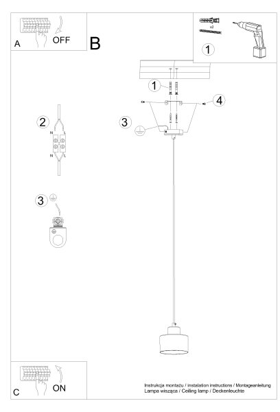 Sollux SL.1132 - Пендел SAVAR 1xE27/60W/230V черен