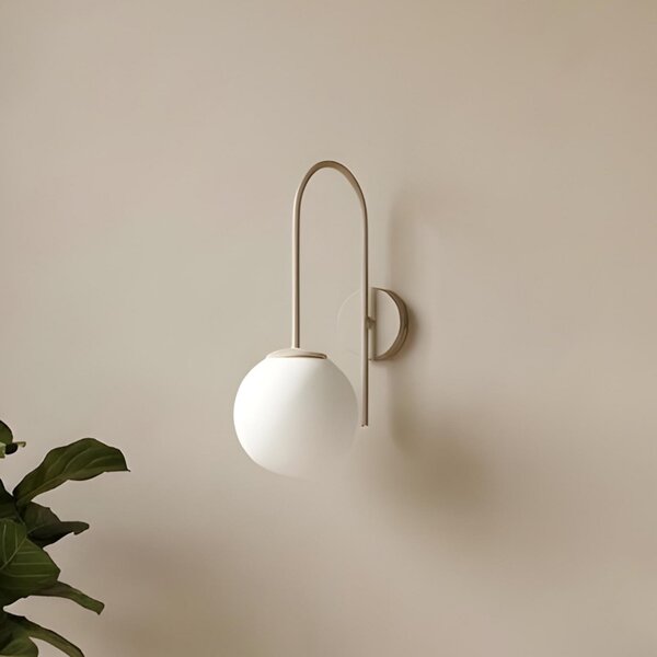 Luminex Стенна лампа Cambridge, бежова, височина 34 cm, метал/стъкло, E14, Затъмняване, Бежов, Дневна/трапезария, Метал, Модерен, Глобус