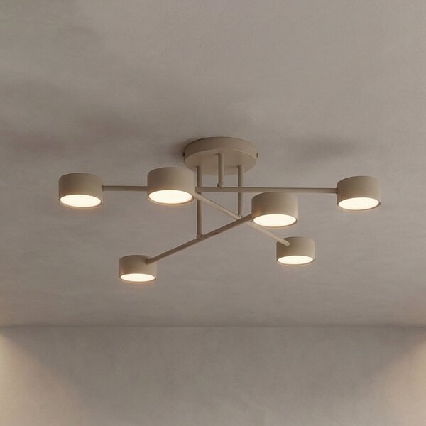 EMIBIG LIGHTING Таванна лампа HALO, бежова, Ø 60 см, 6-лампова, метал, GX53, Затъмняване, Бежов, Дневна/трапезария, Метал, Модерен, Полукръгъл таван с разстояния