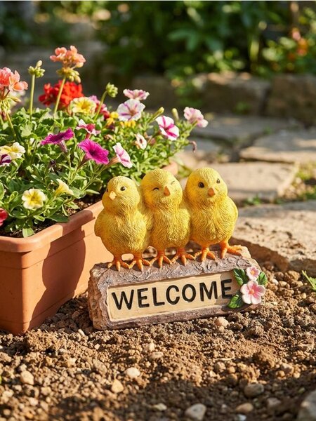 Sinsay - Стояща градинска декорация с надпис „Welcome“ - жълт