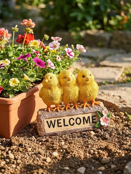 Sinsay - Стояща градинска декорация с надпис „Welcome“ - жълт