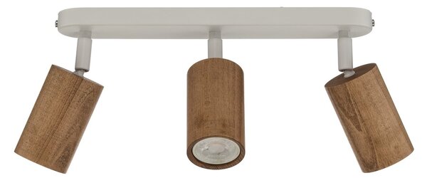 Luminex Тавански прожектор Nisse, бял, дължина 33 cm, 3-крилен, дърво/метал, Затъмняване, Бял, Дневна/трапезария, Дървесина, Таван с много пламъци