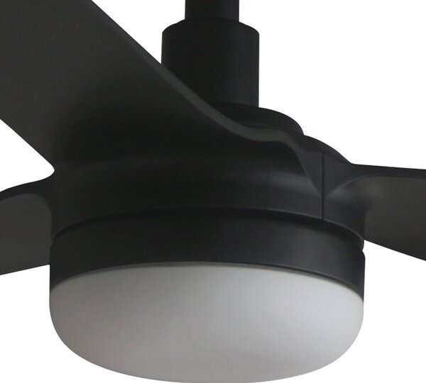 FARO BARCELONA LED тавански вентилатор Punt M, черен, DC, безшумен, 130 см, CCT, Затъмняване, Черен, Дневна/трапезария, Метал, Модерен