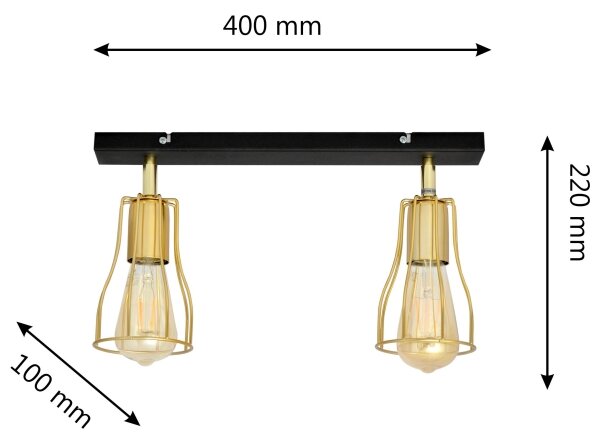 Спот TUBE 2xE27/60W/230V златист/черен