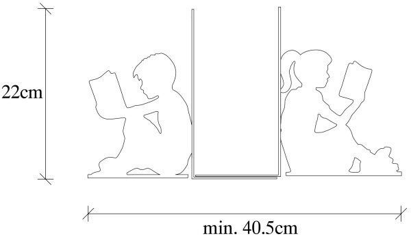 Стопер за книги 22x40,5 см черен