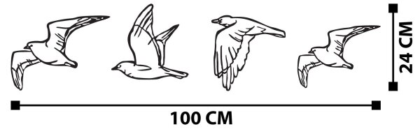 К-кт 4x Декорация за стена птици метал
