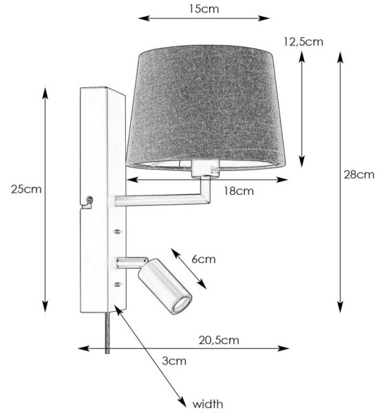 Markslöjd 108595 - LED Аплик с USB COMO 1xE14/40W/230V + LED/3W черен