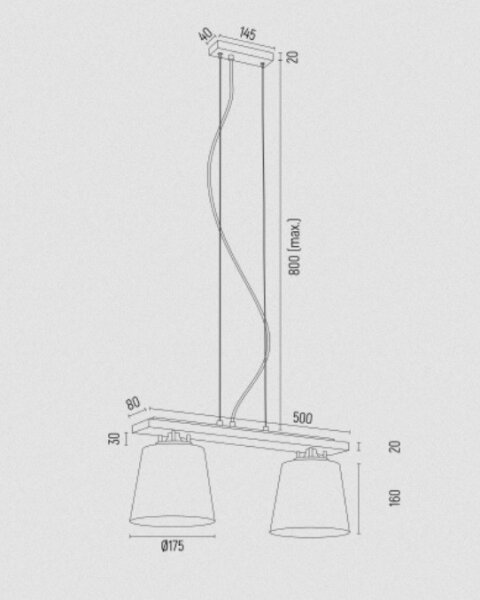 Argon 7151 - Пендел ARDEN 2xE27/15W/230V златист